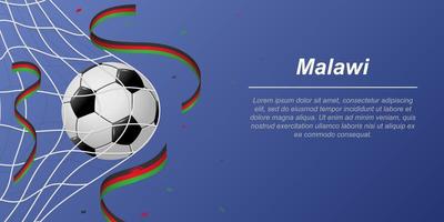 Soccer background with flying ribbons in colors of the flag of Malawi vector