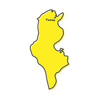 Simple outline map of Tunisia with capital location vector