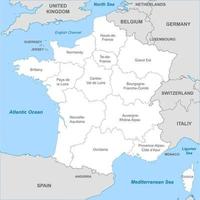 Political map of France with borders with borders of regions vector