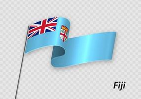 Waving flag of Fiji on flagpole. Template for independence day vector