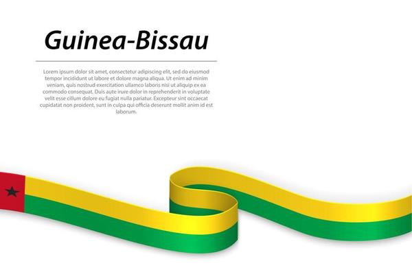 Waving ribbon or banner with flag of Guinea-Bissau
