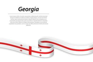 Waving ribbon or banner with flag of Georgia. Template for independence day vector