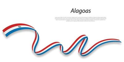 Waving ribbon or stripe with flag of Alagoas vector