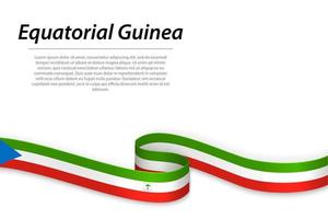 Waving ribbon or banner with flag of Equatorial Guinea vector