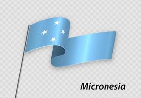 ondulación bandera de micronesia en asta de bandera. modelo para independencia día vector