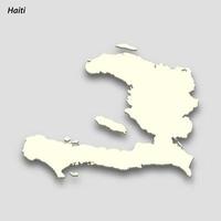 3d isometric map of Haiti isolated with shadow vector