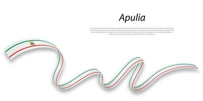 Waving ribbon or stripe with flag of Apulia vector