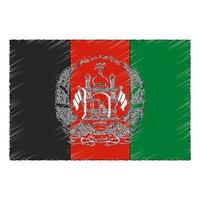 Hand drawn sketch flag of Afghanistan. Doodle style icon vector