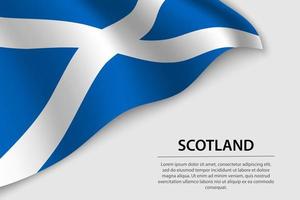 Wave flag of Scotland on white background. Banner or ribbon vect vector