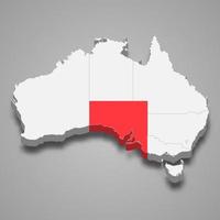 South Australia region location within Australia 3d map vector