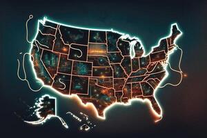 Estados Unidos mapa digital concepto. ai generado foto