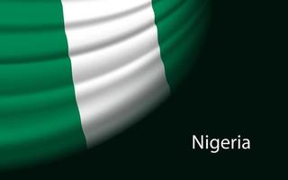 Wave flag of Nigeria on dark background. vector