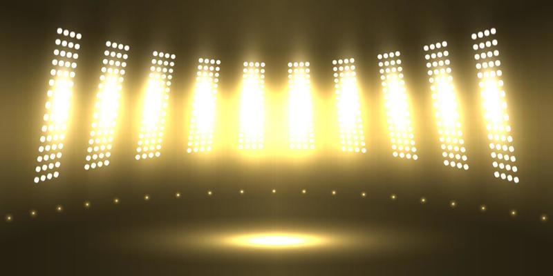 3d realistic scene with spotlight on dark background.