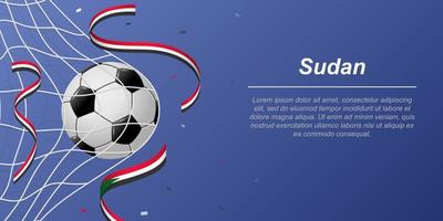 Soccer background with flying ribbons in colors of the flag of Sudan vector