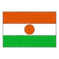 Hand drawn sketch flag of Niger. doodle style icon vector