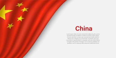 Wave flag of China on white background. vector