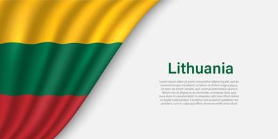 Wave flag of Lithuania on white background. vector