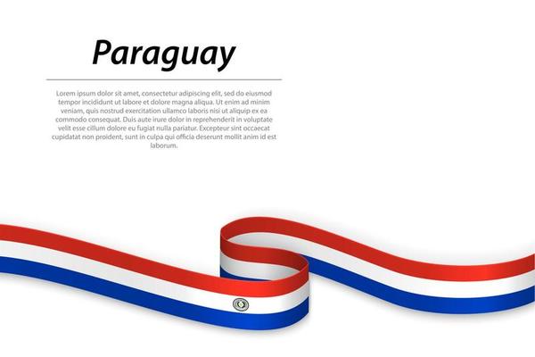 Waving ribbon or banner with flag of Paraguay