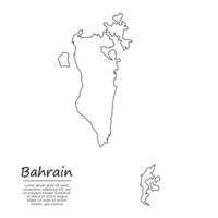 Simple outline map of Bahrain, silhouette in sketch line style vector