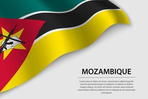 ola bandera de Mozambique en blanco antecedentes. bandera o cinta ve vector