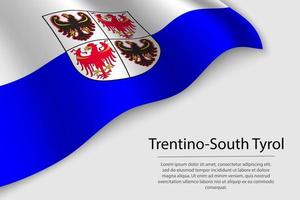 Wave flag of Trentino-South Tyrol is a region of Italy. vector