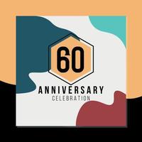 60th year anniversary celebration vector colorful abstract design on black and yellow background template illustration