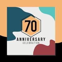 70th year anniversary celebration vector colorful abstract design on black and yellow background template illustration