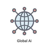Global Ai Vector  Fill outline Icons. Simple stock illustration stock