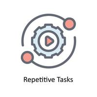 Repetitive Tasks Vector  Fill outline Icons. Simple stock illustration stock