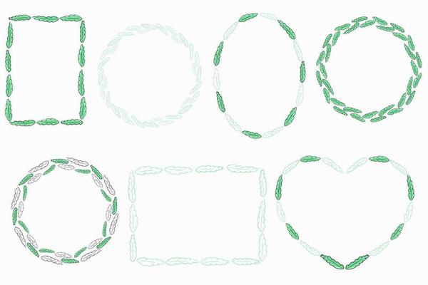 Set simple frames with green leaves.
