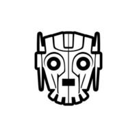 A robot logo in black and white vector form.