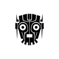 Robot logo with black and white vector artwork.