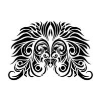 Vector sketch of a black and white Polynesian god mask tattoo.