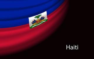 Wave flag of Haiti on dark background. vector