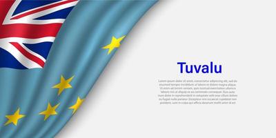 Wave flag of Tuvalu on white background. vector