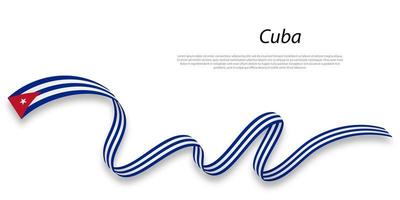 Waving ribbon or banner with flag of Cuba. vector