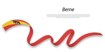 Waving ribbon or stripe with flag of Bern vector
