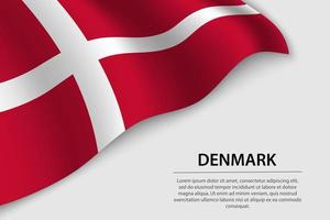 Wave flag of Denmark on white background. Banner or ribbon vecto vector