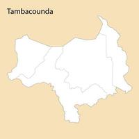 High Quality map of Tambacounda is a region of Senegal, vector