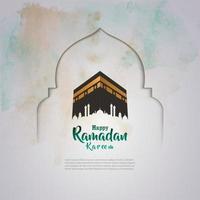 islamic greeting ramadan kareem card design with holy kaaba vector