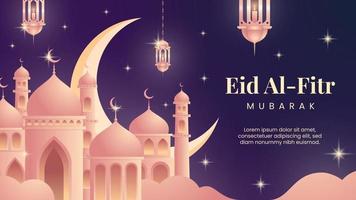 Eid Al Fitr mubarak gradient illustration banner vector