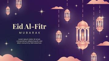 Eid Al Fitr mubarak gradient illustration banner vector