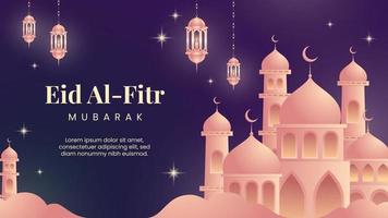 Eid Al Fitr mubarak gradient illustration banner vector