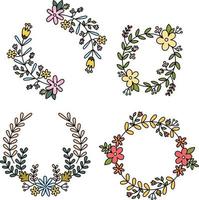 Cute Botanical Flower Ornament Frame Decoration vector