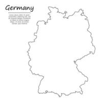 Simple outline map of Germany, in sketch line style vector