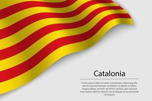 Wave flag of Catalonia is a region of Spain. Banner or ribbon vector