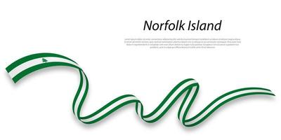 Waving ribbon or stripe with flag of Norfolk Island vector