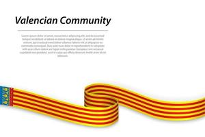 Waving ribbon or banner with flag of Valencian Community vector