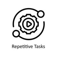 Repetitive Tasks Vector   outline Icons. Simple stock illustration stock