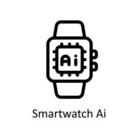 Smart watch Ai Vector   outline Icons. Simple stock illustration stock